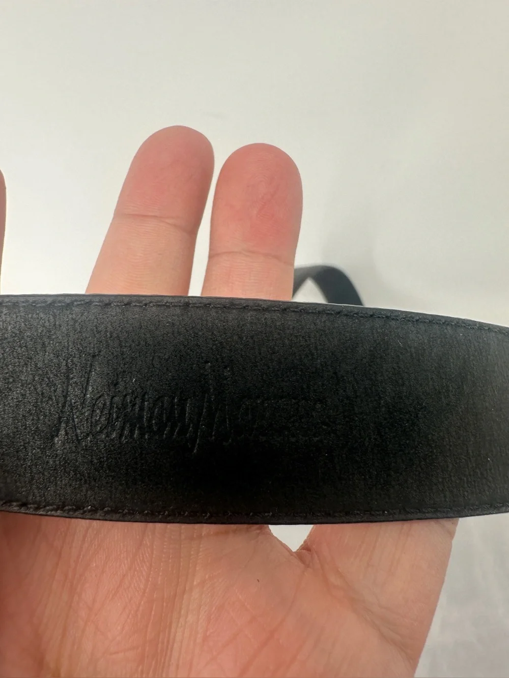 Neiman Marcus genuine lizard black leather western belt